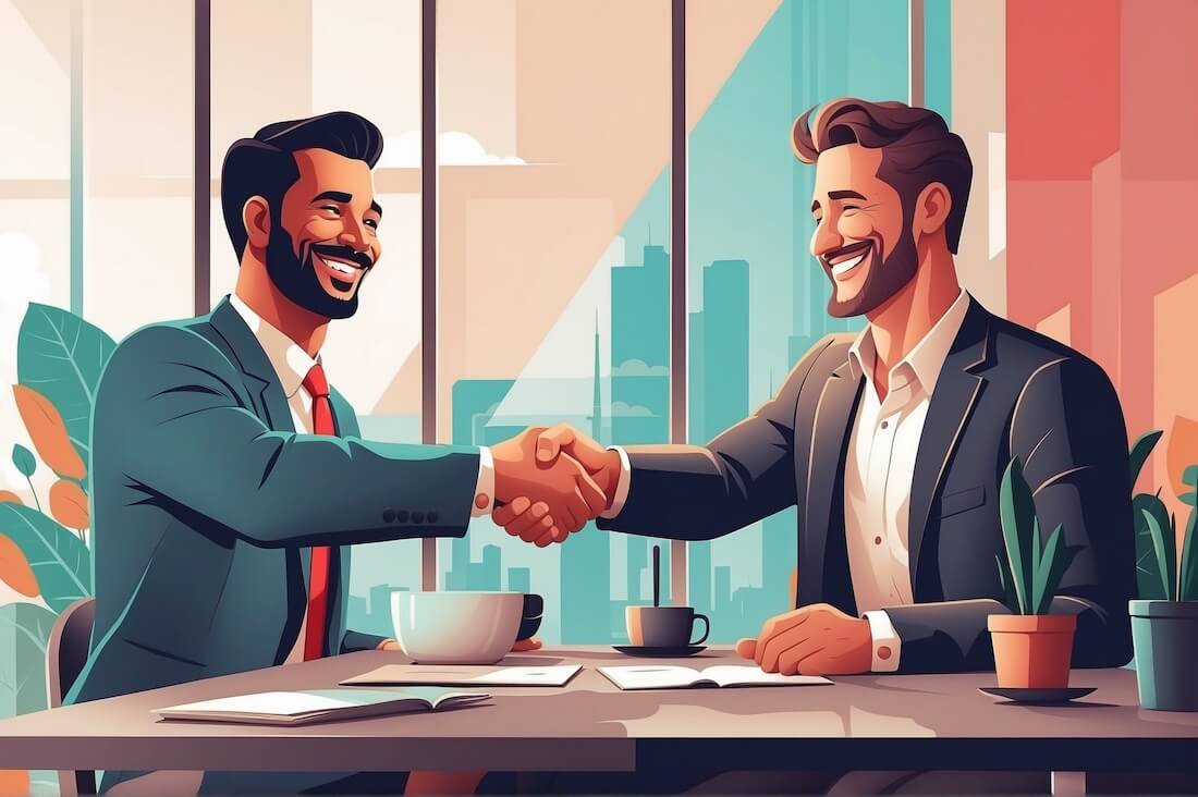 Founder and early-stage investor reviewing seed-round documents