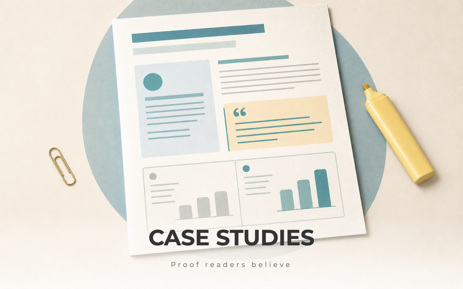 A printed one-page customer case study with a highlighted quote and a before-and-after results panel